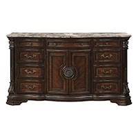 Traditional 9-Drawer Dresser with Marble Top