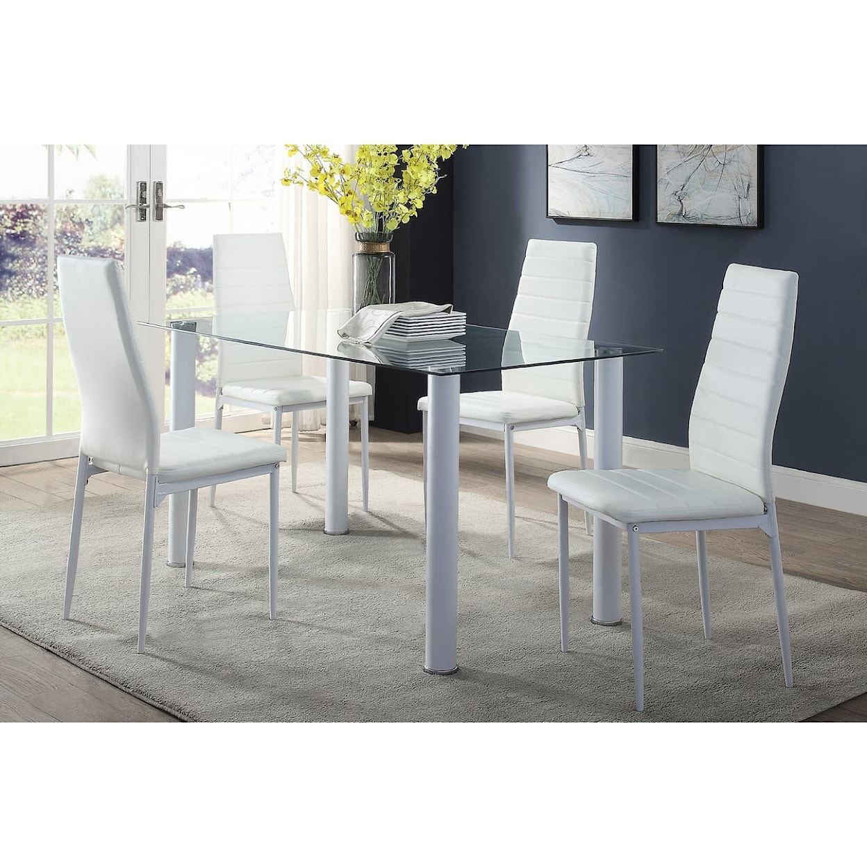 Homelegance Furniture Florian Dining Table with Glass Table Top