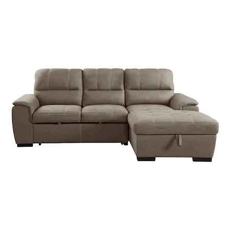Casual 2-Piece Sectional Sofa with Pull-Out bed and Hidden Storage