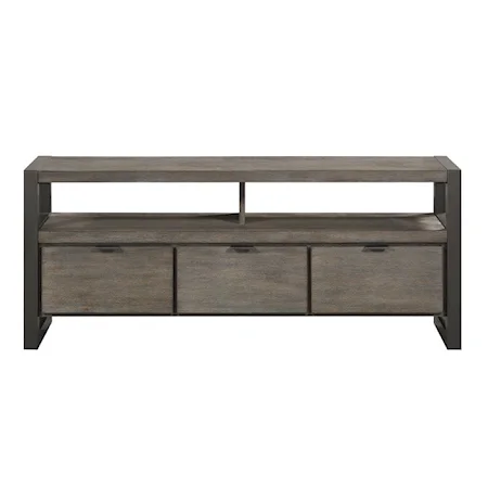 Contemporary 3-Drawer TV Stand with Open Display Shelving
