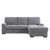 Casual 2-Piece Sectional Sofa with Bed and Storage