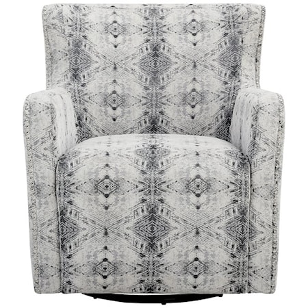 Transitional Swivel Chair with with Nailhead Trim