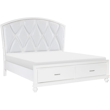 Contemporary California King Platform Bed with Footboard Storage