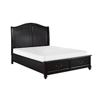 Traditional Queen Platform Bed with Footboard Storage