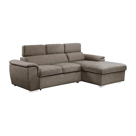 Casual 2-Piece Sectional Sofa with Pull-Out Bed and Hidden Storage