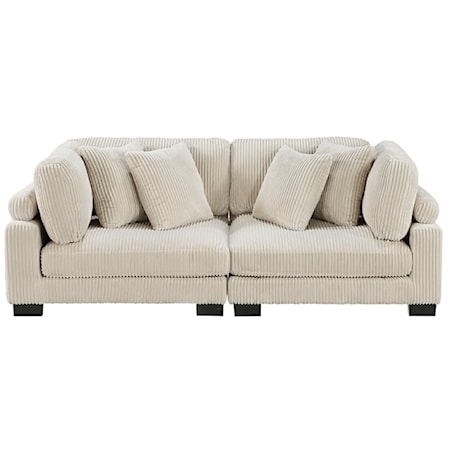 Casual 2-Piece Love Seat with Exposed Feet
