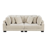 Casual 2-Piece Love Seat with Exposed Feet
