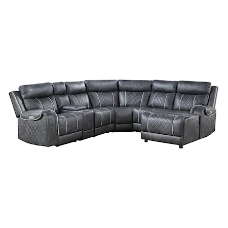 Casual 6-Piece Power Reclining Sectional Sofa with Right Chaise