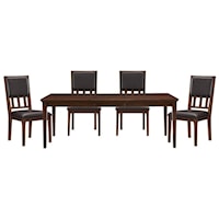 Transitional 5-Piece Dining Set with Upholstered Seats