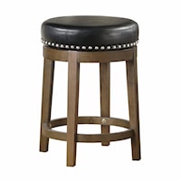 Transitional Round Swivel Counter Height Stool with Nailhead Trim