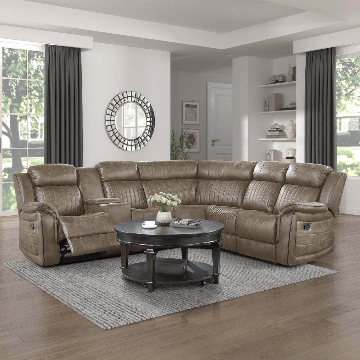 Homelegance Centeroak 3-Piece Reclining Sectional Sofa