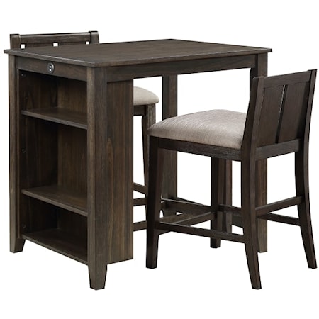 Transitional 3-Piece Counter Height Dining Set