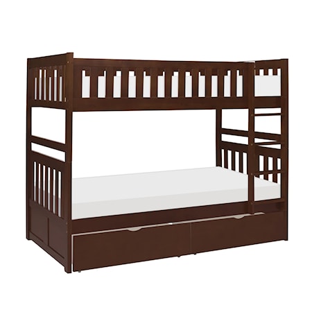 Twin/Twin Bunk Bed with Storage Boxes