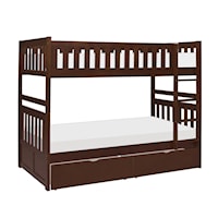 Transitional Twin/Twin Bunk Bed with Storage Boxes