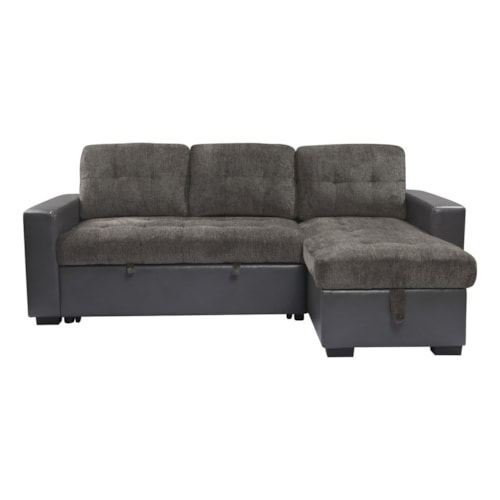 Casual 2-Piece Reversible Sectional with Pull-Out Bed and Storage Chaise