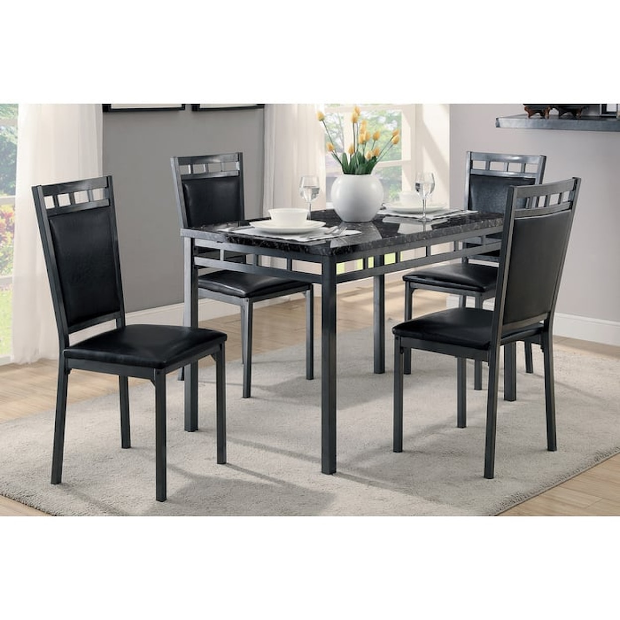 Homelegance Furniture Olney 5 Piece Metal Frame Dinette Set