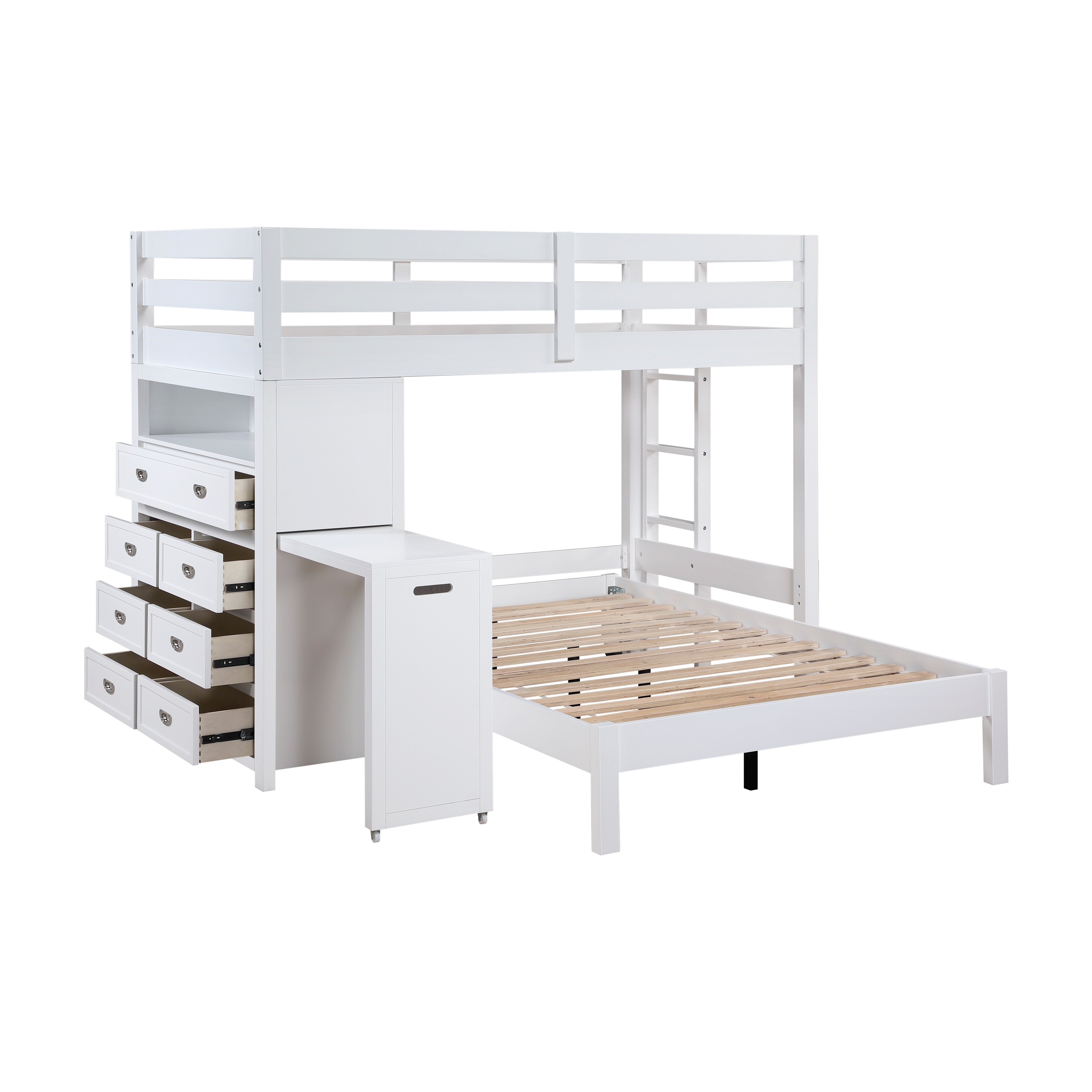 Home Style Dory Twin/Full Loft Bunk Bed with Hidden Desk