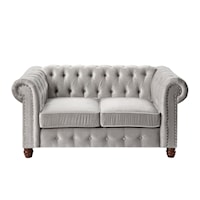 Traditional Chesterfield Loveseat with Rolled Arms
