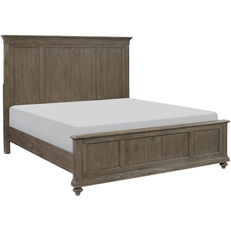 Transitional Queen Panel Bed with Turned Legs