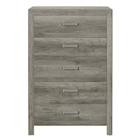 Contemporary 5-Drawer Bedroom Chest with Metal Center Glides