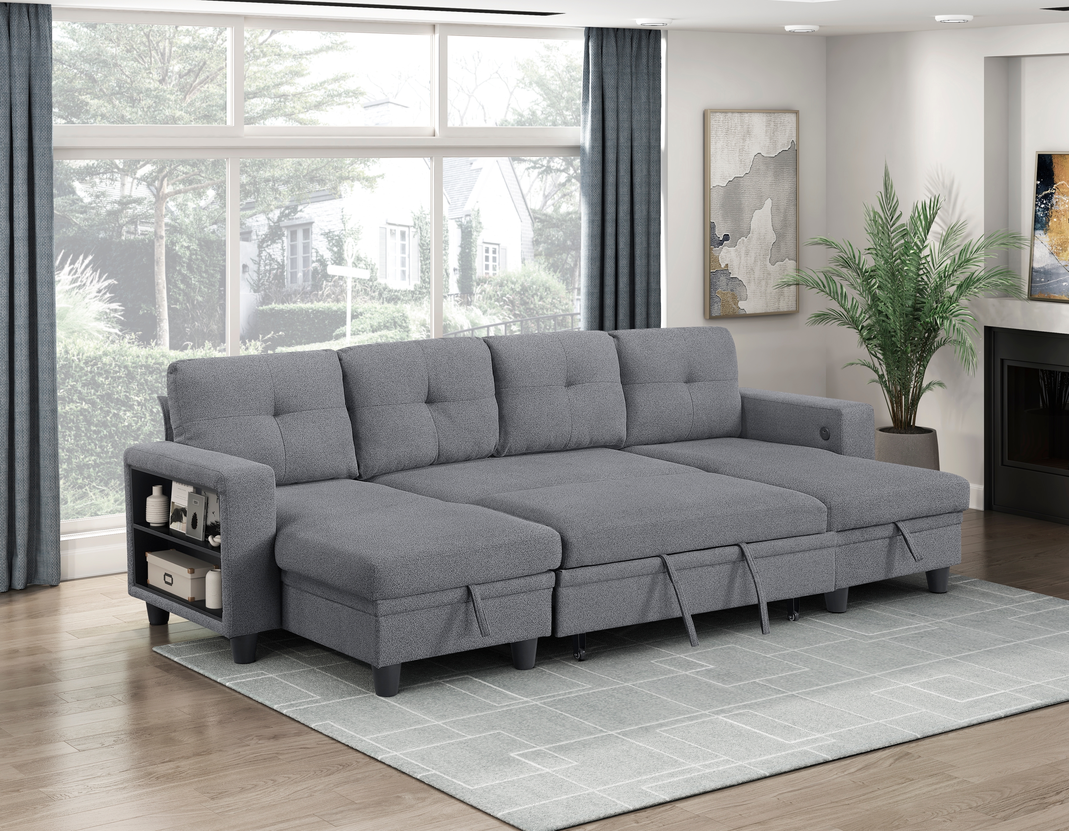 Homelegance Ansley 4-Piece Sectional Sofa with Pull-Out Bed