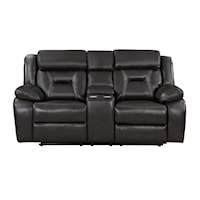 Contemporary Power Double Reclining Loveseat with Console
