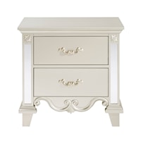 Glam 2-Drawer Nightstand with Scrollwork Detail
