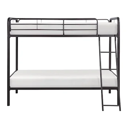 Contemporary Twin Bunk Bed with Metal Frame
