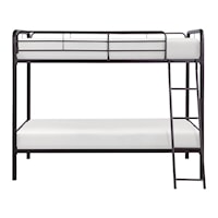 Contemporary Twin Bunk Bed with Metal Frame