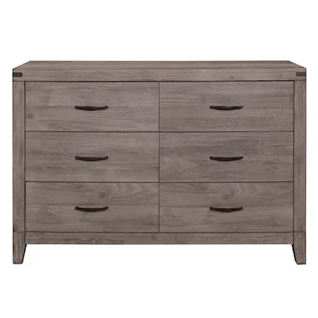 Contemporary 6-Drawer Dresser with Modern Silhouette