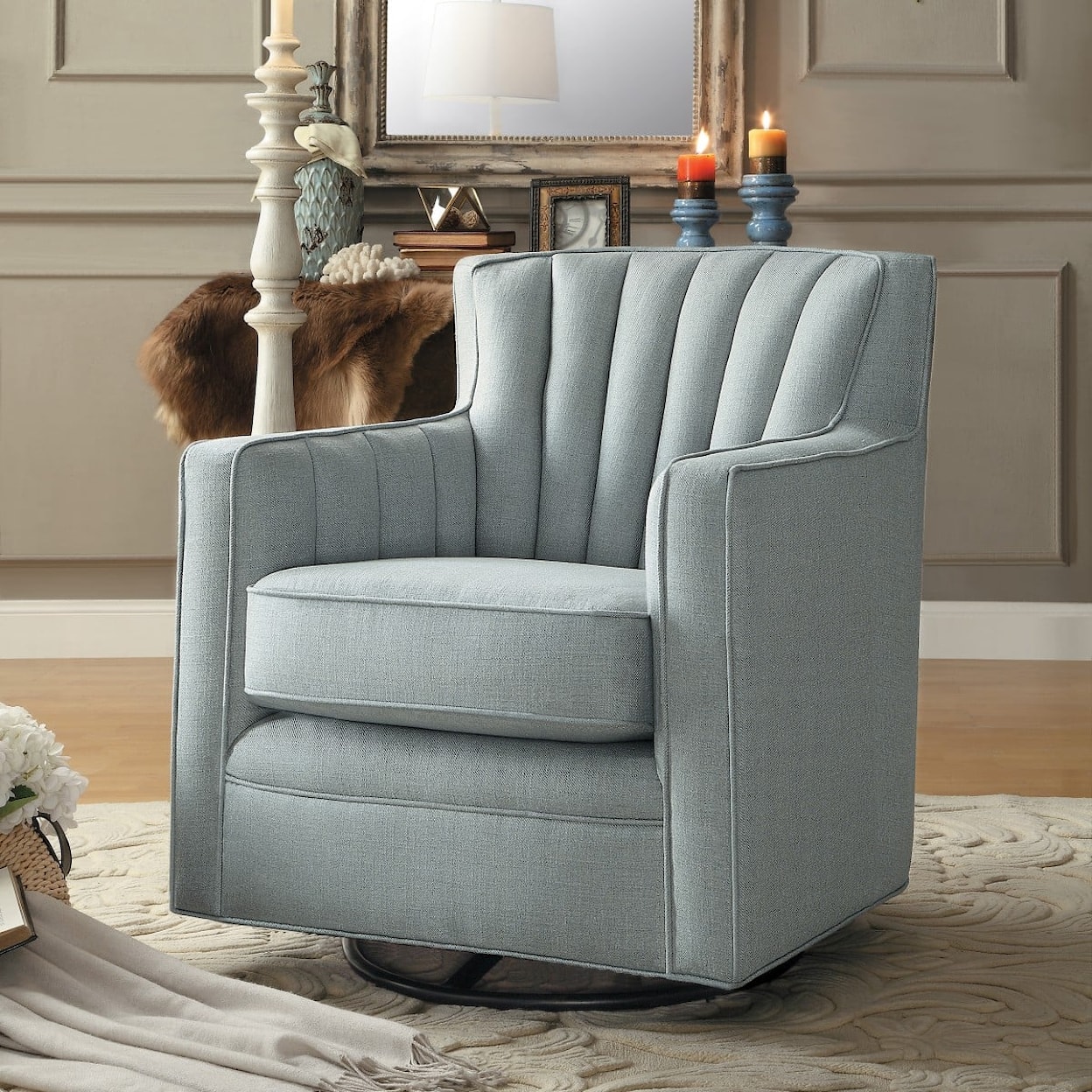 Homelegance  ACCENT CHAIR, STRIPE TEXTURED FABRIC