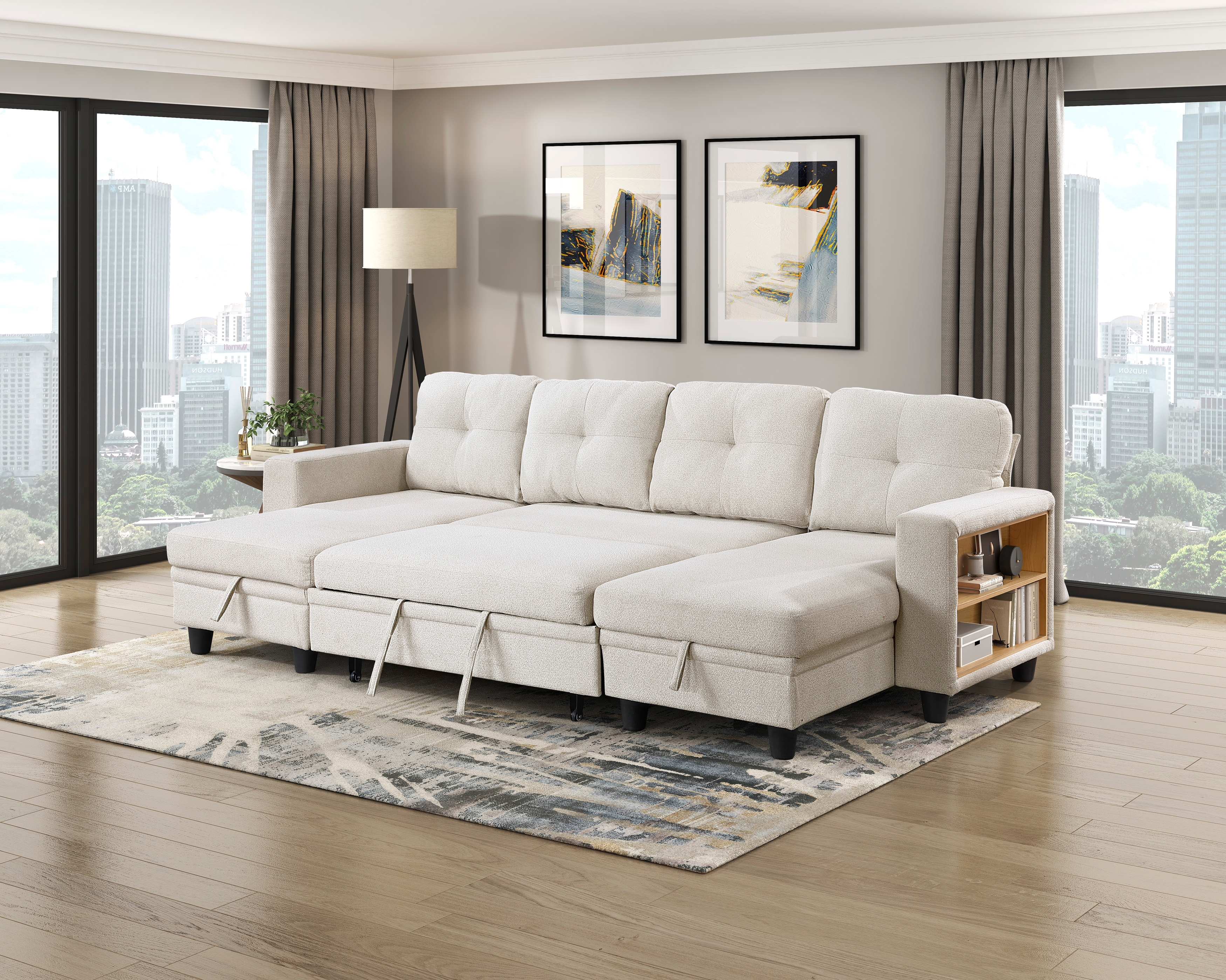 Homelegance Ansley 4-Piece Sectional Sofa with Pull-Out Bed
