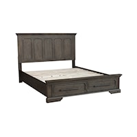 Rustic Eastern King Platform Bed with Footboard Storage