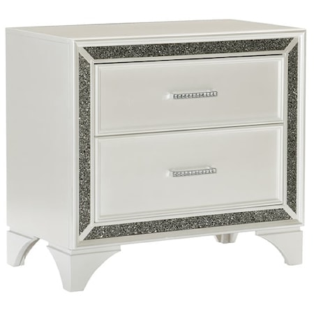 Glam Nightstand with Silver Glitter Trim