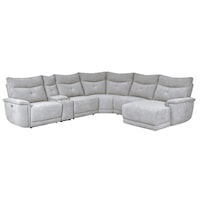 Transitional 6-Piece Modular Power Reclining Sectional with Power Headrests, Right Chaise and USB Port