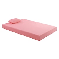 7" Pink Full Gel-Infused Memory Foam Mattress and Pillow Set