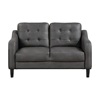 Casual Leather Love Seat with Exposed Legs