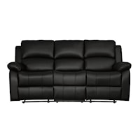 Transitional Double Reclining Sofa with Center Drop-Down Cup Holders