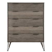 Contemporary 5-Drawer Bedroom Chest with Metal Legs