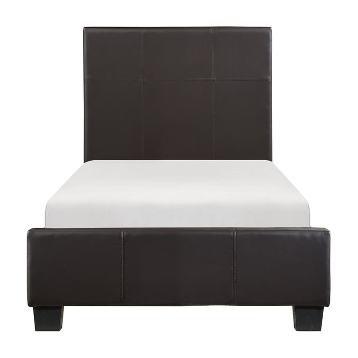 Contemporary Twin Platform Bed with Faux Leather Upholstery