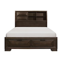 Contemporary Queen Bookcase Bed with Footboard Storage