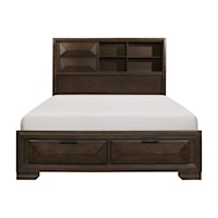 Contemporary California King Platform Bed with Footboard Storage