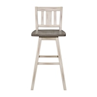 Rustic Bar Height Swivel Chair with Slat Back Design