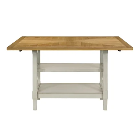Casual Farmhouse Counter Table with Two-Tone Top