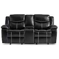 Casual Double Glider Reclining Loveseat with Center Console and Cupholders