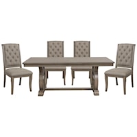 Contemporary 4-Piece Dining Set with Tufted Seats