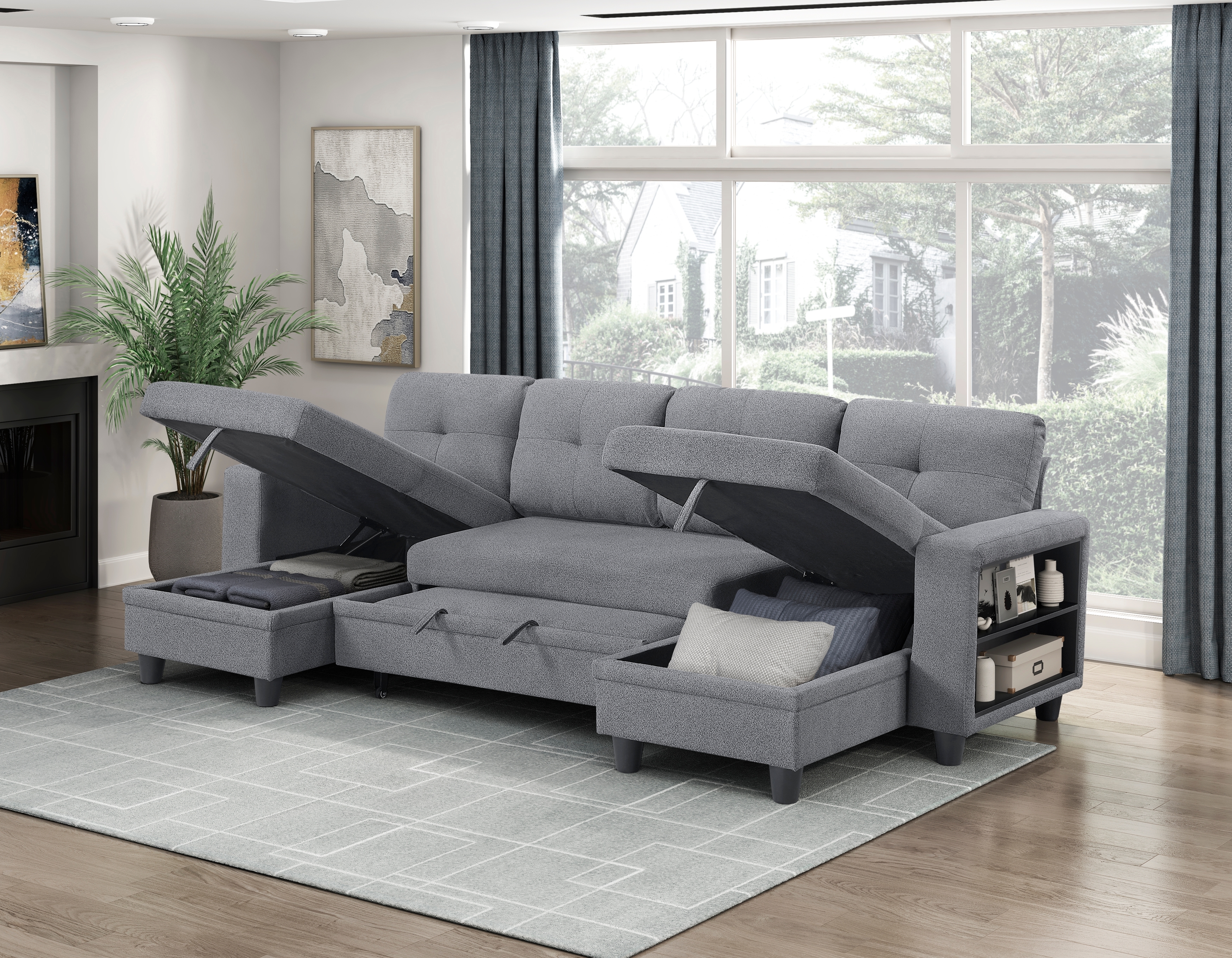 Homelegance Ansley 4-Piece Sectional Sofa with Pull-Out Bed