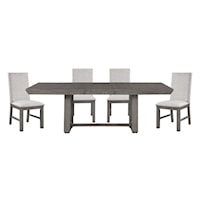 Rustic 5-Piece Dining Set Set with Upholstered Seat and Nailhead Trimming