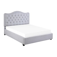 Transitional Full Platform Bed with Button-Tufting