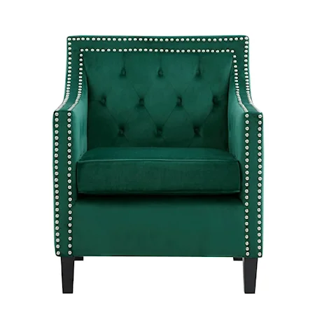 Transitional Accent Chair with Tufting and Nailheads
